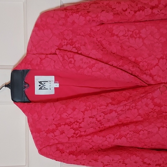 MILLY Avery Lace Blazer In Pink - Picture 6 of 16